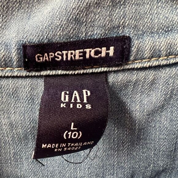 GAP KIDS VINTAGE GAPSTRETCH CROCHET DETAIL DENIM JEAN JACKET GIRLS SIZE 10 - Picture 4 of 4